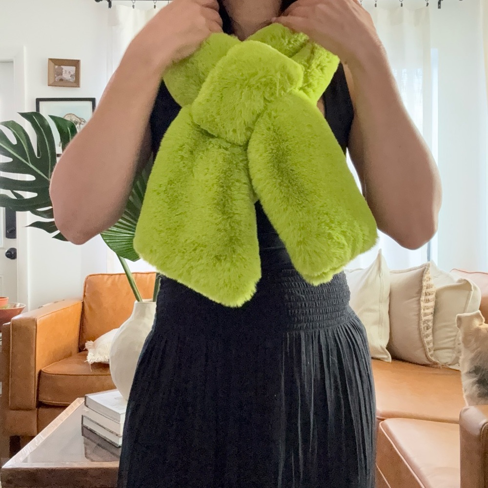 Apparis Lime Green Faux Fur Scarf
